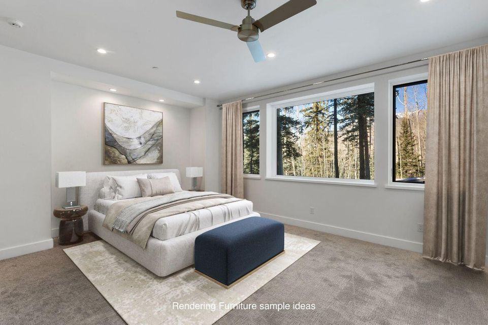 Primary bedroom at 121 Adams Way, built by UltraBuilders in Telluride, Colorado
