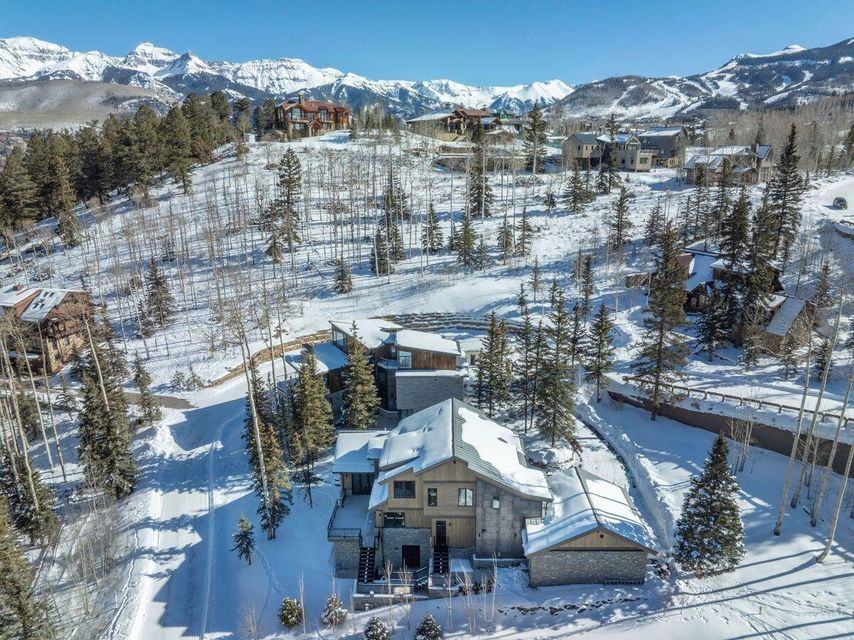 Aerial view at 121 Adams Way, built by UltraBuilders in Telluride, Colorado