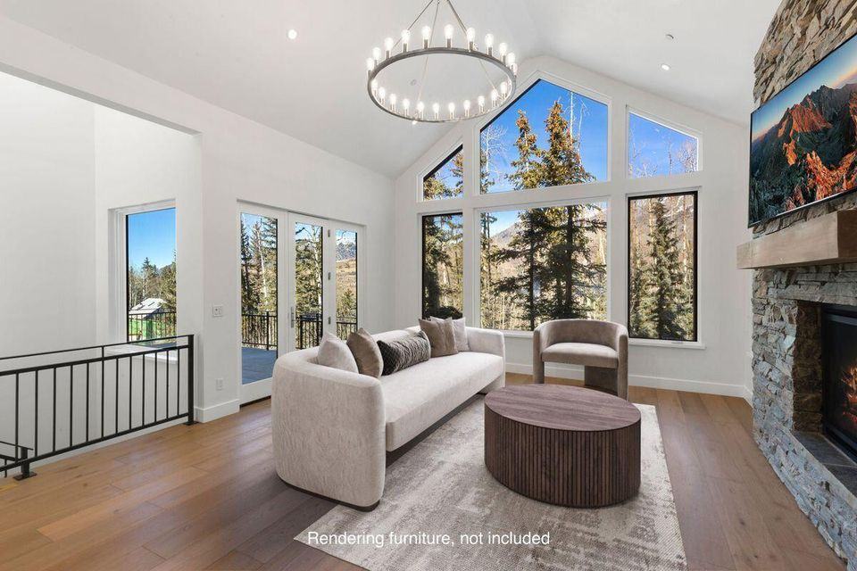 Living room at 121 Adams Way, built by UltraBuilders in Telluride, Colorado