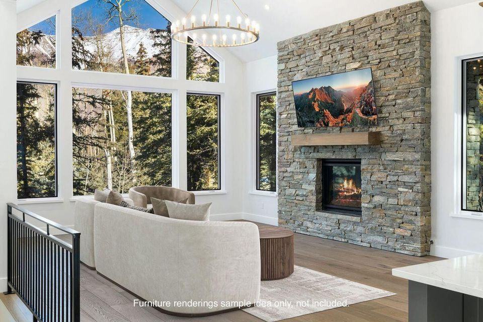 Living room at 121 Adams Way, built by UltraBuilders in Telluride, Colorado