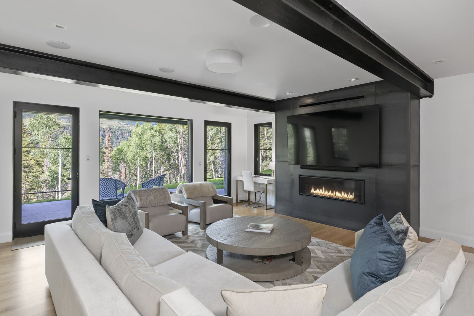 Sitting room at 114 Lawson Overlook, built by UltraBuilders in Mountain Village, Colorado