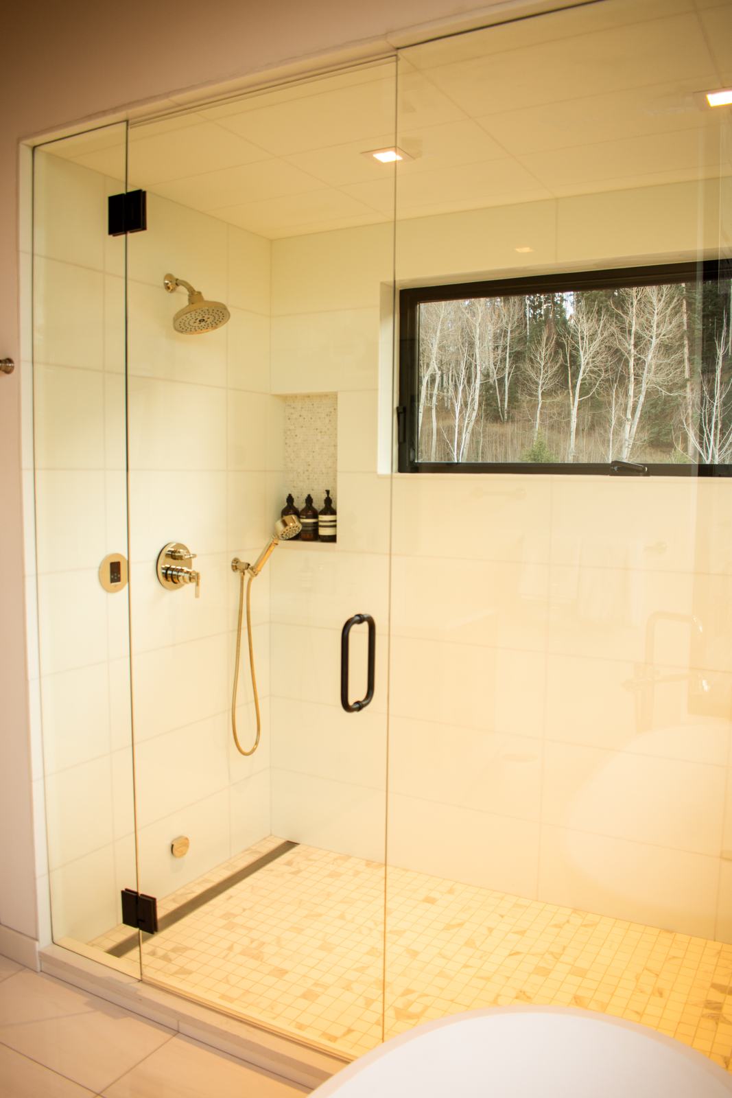 Walk-in shower at 110 Lawson Overlook, built by UltraBuilders in Mountain Village, Colorado