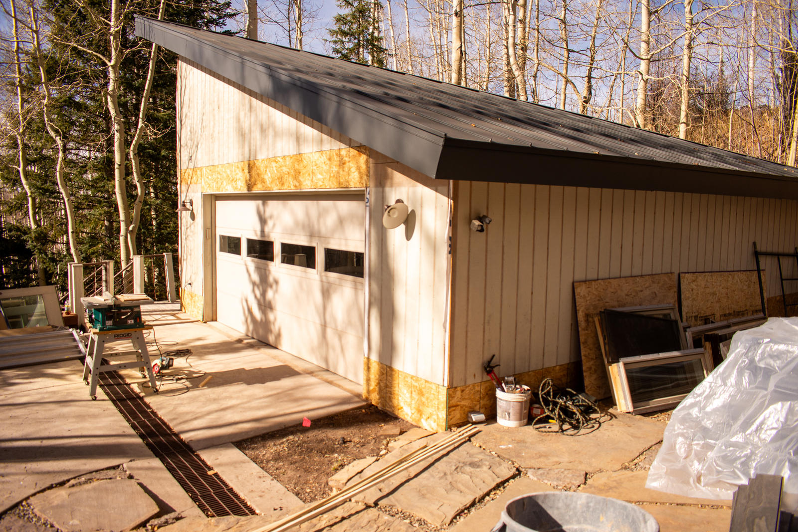 Garage elevation at 1145 Elk Run, built by UltraBuilders in Telluride, Colorado