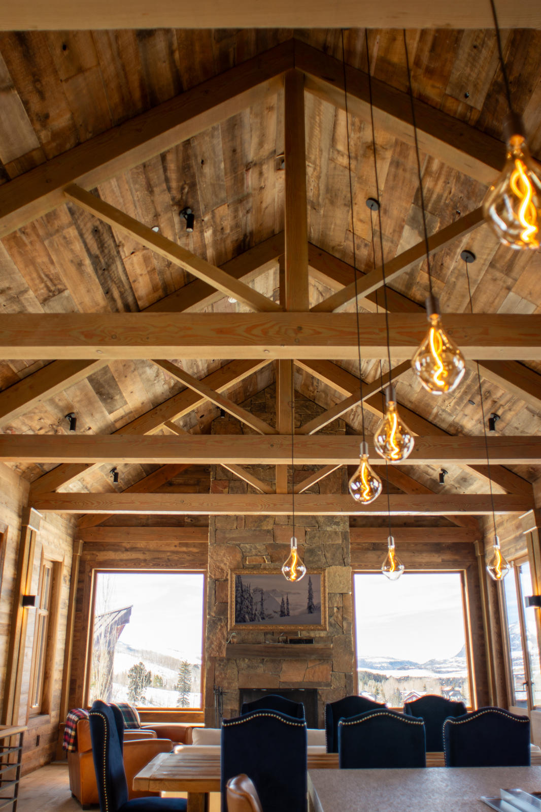 Great room ceiling at 125 Russell Drive, built by UltraBuilders in Mountain Village, Colorado