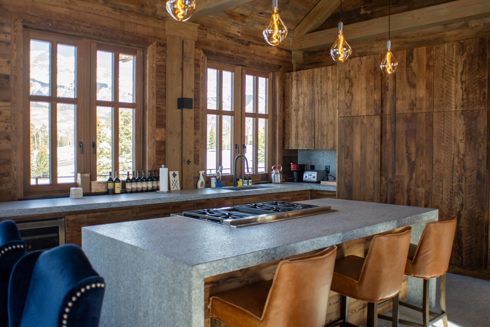 Kitchen island at 125 Russell Drive, built by UltraBuilders in Mountain Village, Colorado