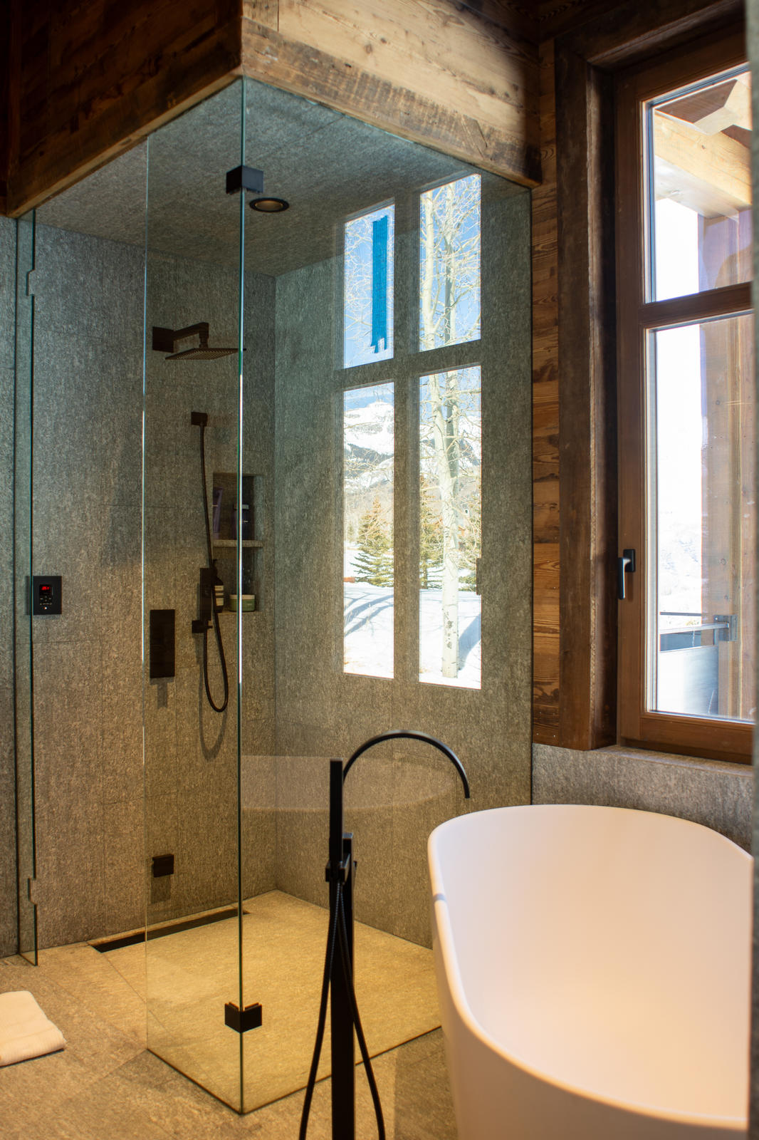 Walk-in shower at 125 Russell Drive, built by UltraBuilders in Mountain Village, Colorado