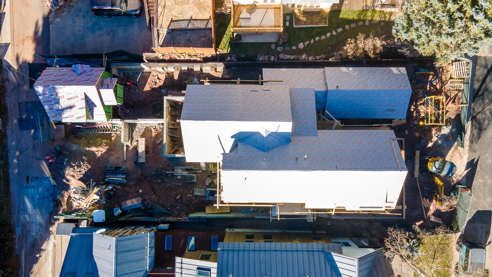 Aerial view at 225 North Willow Street, built by UltraBuilders in Telluride, Colorado