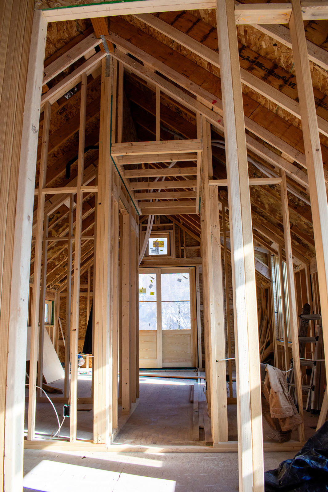 Framing at 225 North Willow Street, built by UltraBuilders in Telluride, Colorado