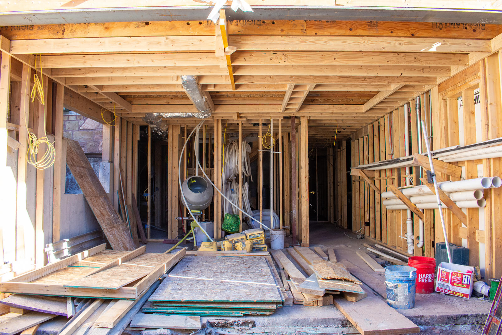 Framing interior at 225 North Willow Street, built by UltraBuilders in Telluride, Colorado