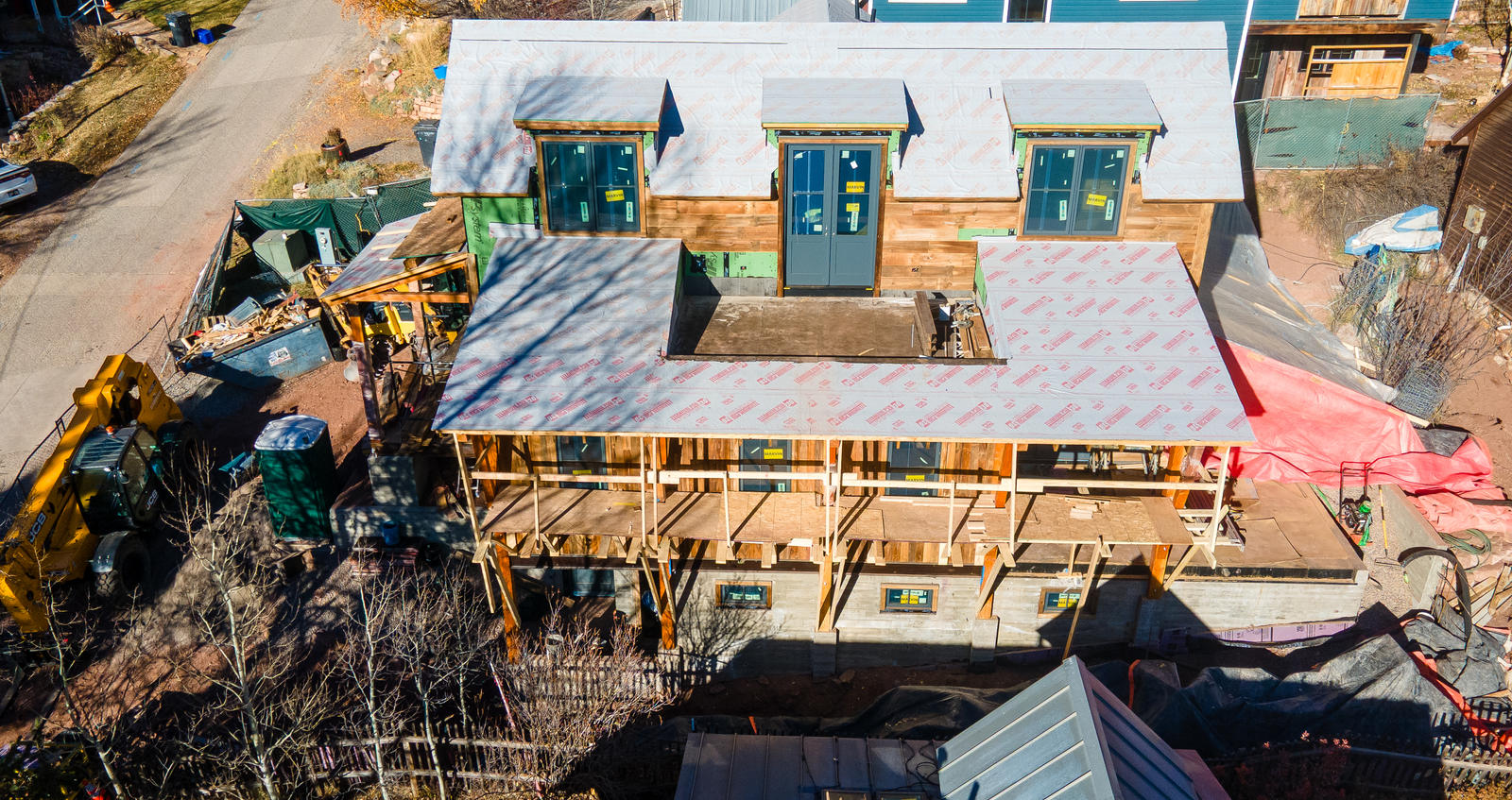 Aerial view at 306 North Willow Street, built by UltraBuilders in Telluride, Colorado