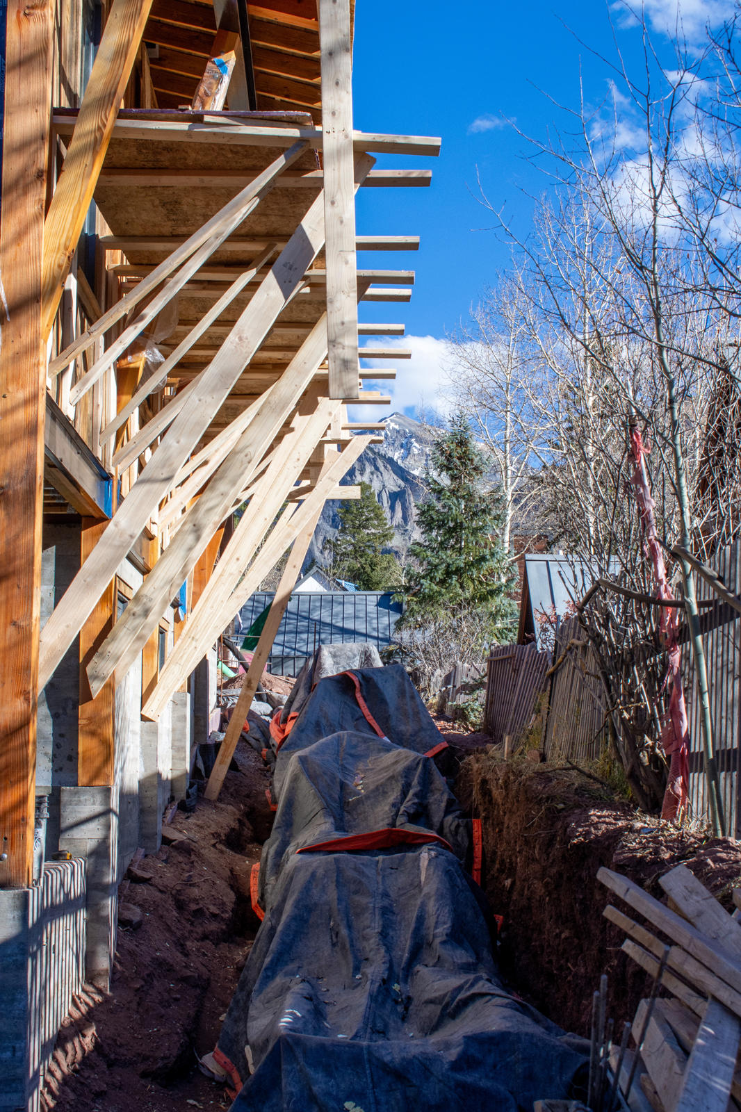 Exterior framing at 306 North Willow Street, built by UltraBuilders in Telluride, Colorado
