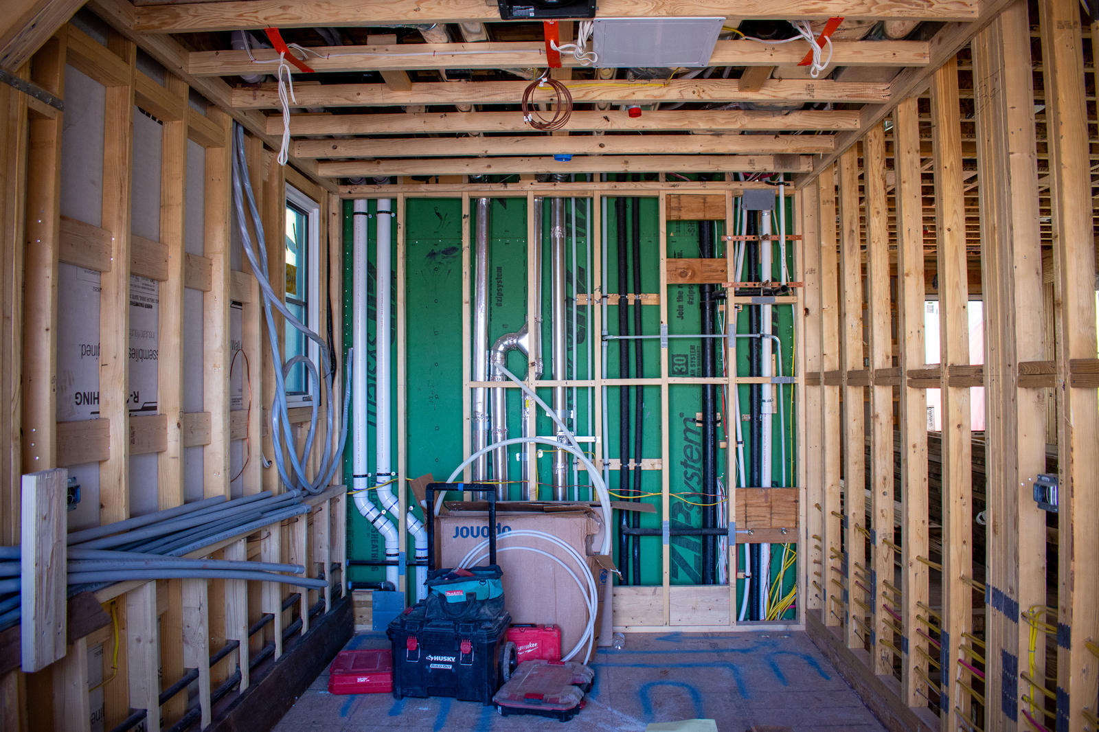 Framing interior at 306 North Willow Street, built by UltraBuilders in Telluride, Colorado