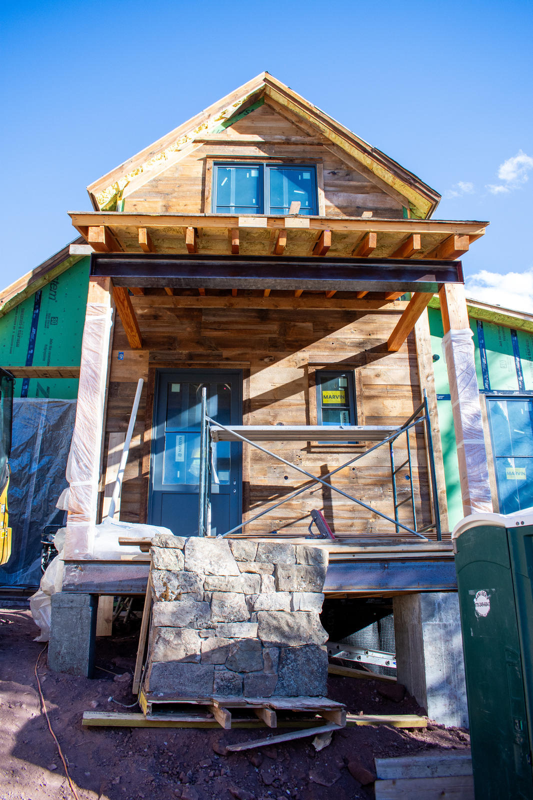 Front elevation at 306 North Willow Street, built by UltraBuilders in Telluride, Colorado