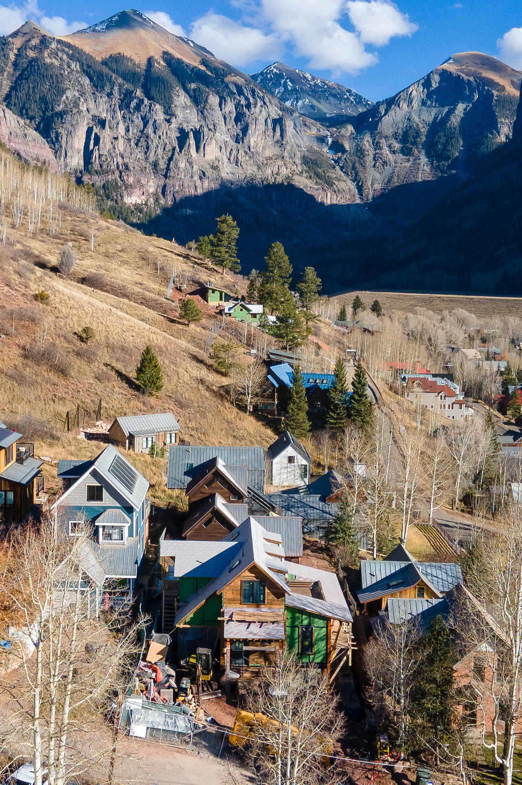 View over Telluride from the site at 306 North Willow Street, built by UltraBuilders in Telluride, Colorado